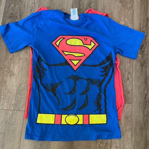 Superman T Shirt & Cape Mens Medium Short Sleeve DC Comics Graphic Blue - Picture 2 of 5